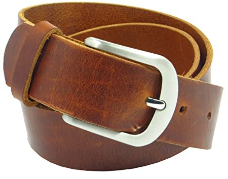 Chrissys-in Ledergürtel cognac braun aus Rindsleder 4 cm breit aus eigener Fertigung 100% Leder Damen Herren Handwerker Arbeitsgürtel