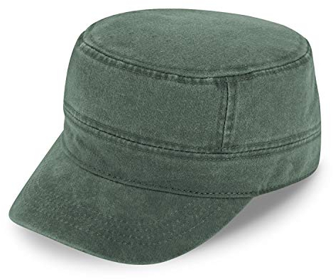 fiebig Army GI-Cap in Washed Cotton | Klassische Arbeitsmütze mit Klettverschluss | Militär Outdoor Kappe aus Baumwolle (One Size, Olivgrün)