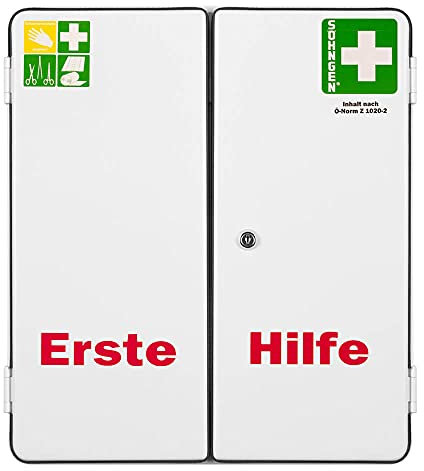 SÖHNGEN Verbandschrank Rom, weiß, 2-türig, mit Füllung Ö-Norm Z 1020 Typ 2, Art.-Nr. 0390004 | Erste Hilfe Schrank | Verbandsschrank | Sanitätswandschrank