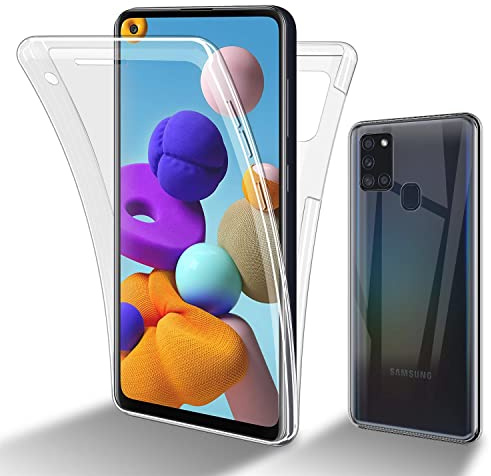 Cadorabo Hülle kompatibel mit Samsung Galaxy A21s Schutzhülle TPU Silikon Case 360 Slim Kratzfest Weiche Gummi mit Rundumschutz Case Hülle für Galaxy A21s in Transparent