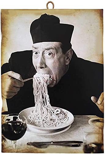 KUSTOM ART Bild im Vintage-Stil, berühmte Schauspieler Don Camillo - Fernandel, Druck auf Holz, für Restaurants, Pizzeria, Bar, Hotel, 40 x 30 cm.