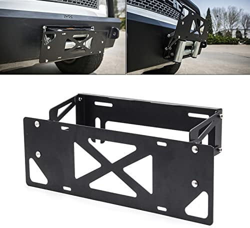 KMFCDAE Hawse Fairlead License Plate Mount Winch License Plate Holder for US Standard Size License Plate - 10 Inch Winch Mount