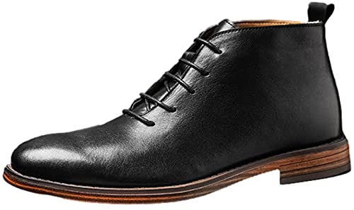 rismart Botas de Piel para Hombre Vestir Moda Tobillo Invierno Zapato Botín Negro,40