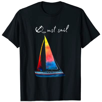 Just Sail Geschenke Skipper Segler Kapitän Segeln - Segeln T-Shirt für Wassersportler - Schwarz, Unisex, Kurzarm, S