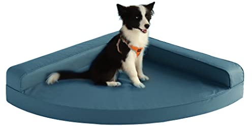 VERCART Orthopädisches Hundebett Grosse Hunde, Ergonomisches Hundekissen Flauschig Eck Hundesofa Wasserdicht rutschfest Hundekorb Hundekörbchen, Hundematte mit Abnehmbarem Waschbarem Bezug, XXL, Blau