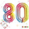 Smlpuame 102cm Folienballon Zahlen Luftballon 0-9 Geburtstag Regenbogen Farbverlauf, Große 80 Ballons für Geburtstagsfeier Feierdekorationen, Heliumfolien Zahlenballons für Hochzeitstag