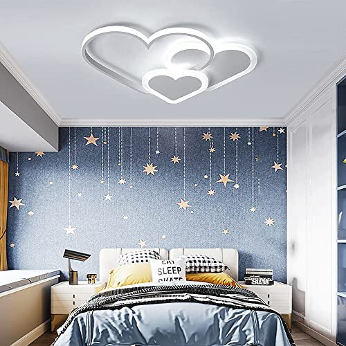 WSIKGHU 110-220V Kinderlampe Decke Kinderzimmer Lampe Decke Deckenleuchte LED Kreative Herzförmig Kinderlampe Dimmbar Kinderzimmer 52 x 35 x 6 cm Deckenleuchte mit Fernbedienung (weiß)