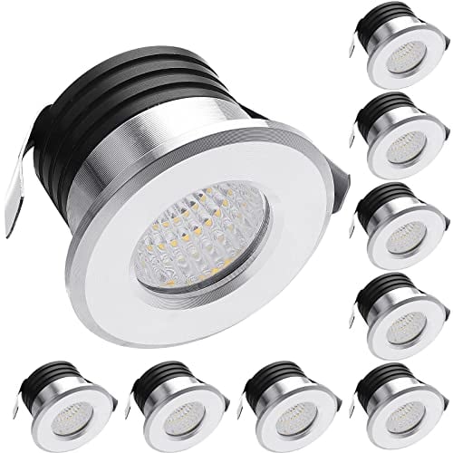 Yodave 10 Stück 3W Mini Einbaustrahler Warmweiß Klein Ausschnittlochmaß 3.0~3.6cm mit Trafo mini Spots für DIY Dipslay Kabinett Vitrine Belechtung