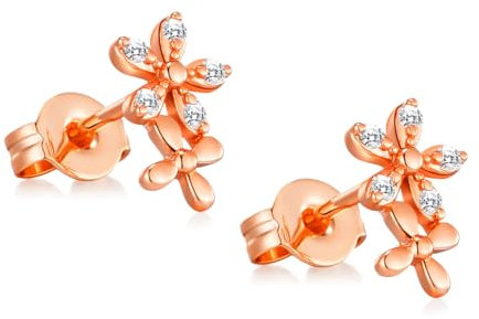 Philip Jones Rose Gold Plated Flower Earrings Created with Zircondia® Crystals