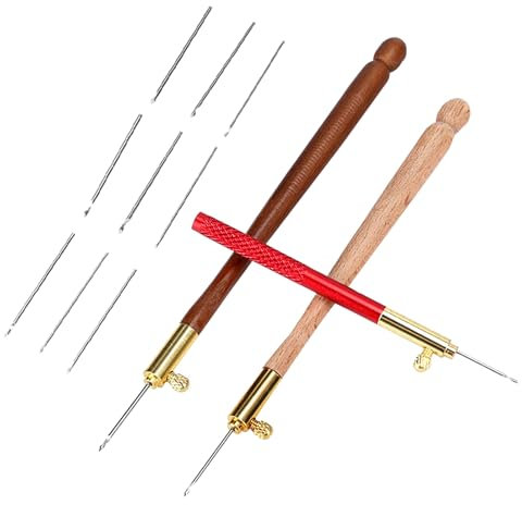 Tambour Hook with 9 Needles (0.7mm, 1mm, 1.2mm), Embroidery Crochet Hooks Ergonomic Handles Latch Beaded Needle for Embroidery Beading Knitting DIY Sewing Tool