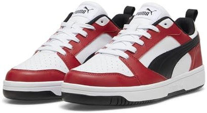 PUMA Baskets Basses Rebound V6 Unisexes, Blanc Noir Club Rouge, 40 EU