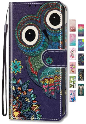 UCool für Huawei P30 Pro Hülle PU Leder Flip Klappbar Lederhülle Schutzhülle 3D Bunte Muster Wallet Cover Case Handyhülle [Kartenfach] Tasche Etui Handytasche Eule