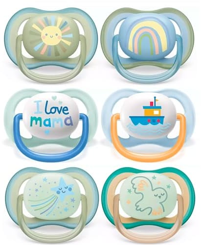 Philips Avent Ultra Air Day Night Schnuller Set für Babys von 0-6 Monate, 6 Stück, inklusive Transport- und Sterilisationsbox Uni