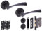 HANDLEZONE® Zena Door Handles on Rose Bathroom Lock Pack with Ball Bearing Hinges - Black Matt