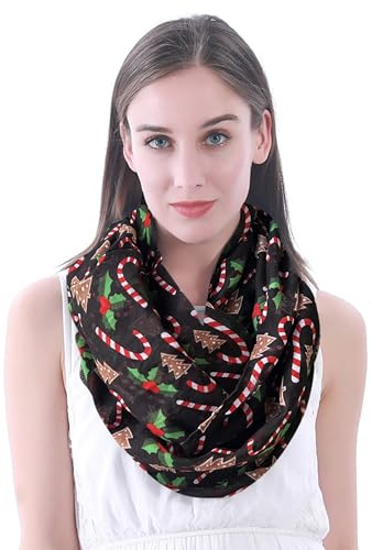 Lina & Lily Damen Loop Schal mit Weihnachts-Muster