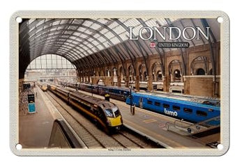 FEMER Blechschild Städte London UK King`s Cross Station 18x12cm Dekoration