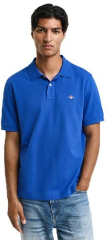 GANT Herren REG Shield SS Pique Polo Polohemd, Lapis Blue, XXXXX-Large