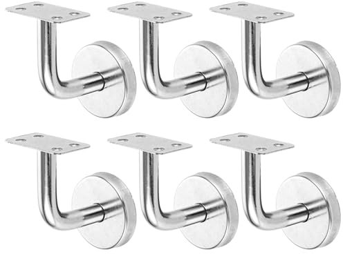 LDXDRU 6 Stück Handlaufhalter Edelstahl Geländer Außen Handlaufträger Roubst Halterung für Handlauf Silber Edelstahl Treppengeländer Innen Wandhalter mit Schraubwerkzeug geliefert, 60x60 mm