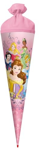 ROTH Schultüte groß Disney Princess 70 cm - Glitter, rund, Filzverschluss, ROT(H)-Spitze - Zuckertüte Disney Princess Schulanfang