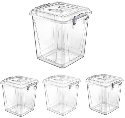 SAFRI 6L Food Boxes Containers Set BPA-Free Kitchen and Pantry Organization, Plastic Containers with Lids for Dry Food, Beans, Sugar, Cereal, Flour, Sugar, Oat, Pet Food Storage (4)