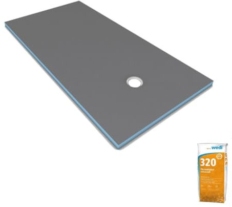 Receveur de douche à carreler 160 x 100 WEDI Fundo Primo rectangle écoulement excentré + colle 320