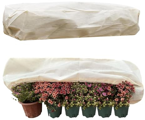 Wonsfuleu Schutzhülle Für Winterpflanzen, 2 Stück Rechteckige Frostschutz Für Blumenkasten, Frostschutz Hauben Mit Kordelzug Schützt Blumen In Balkonkästen, Für Rechteckige Blumenkästen