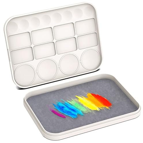 LEEHON Wet Palette for Miniature Painting, 50 Sheets & 2 Sponges, White, Plastic, Chinese Style, 2-in-1 Wet & Dry Palette for Warhammer 40k & Travel