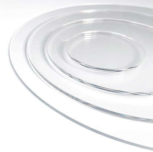 Rond Plastique Transparent 25 cm. Epaisseur 4mm.Plaque Ronde Acrylique Transparent. Disque Verre Acrylique. Cercle Verre Plastique Rigide.