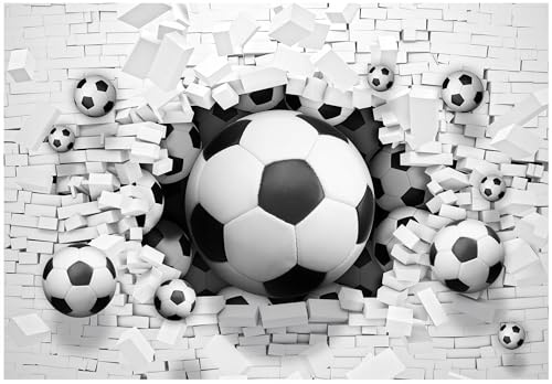 WallArena Vlies Fototapete Kinderzimmer Fußball 150x105 cm Abstrakt | Hochwertige Vliestapete, für Wohnzimmer Schlafzimmer, Vliestapete Wandtapete Tapete 3D Effekt- inkl. Kleister