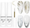 JODSONE 2 Stück Metallic-Gel-Liner für Nagelkunst, Goldspiegel, Chrom und Silber, 3D-Effekt, Gel-Nagellack, dünner Pinsel, Metall lackiert, DIY zu Hause, Salonqualität, Geschenk für Frauen