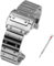 NTALJC Massives Edelstahl-Uhrenarmband für Cartier Santos 100-Serie, Herren-Armband, 23 mm Schmetterlingsschnalle, Uhrenzubehör