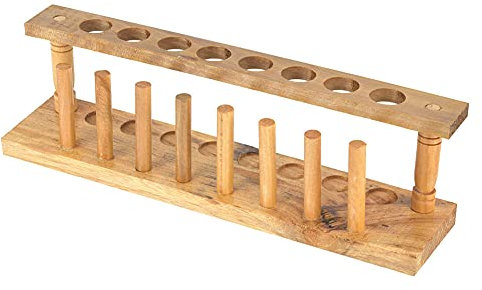 Phefop Test Tube Rack Wooden Test Tube Stand Test Tube Clip Holder Laboratory Tube Rack School Supplies Laboratory Equipment (Wooden test tube rack 8 holes)