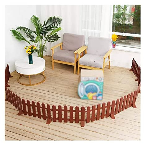 Lot de 4 clôtures décoratives en PVC pour jardin, pelouse, intérieur et extérieur (marron, 50 x 30 cm)