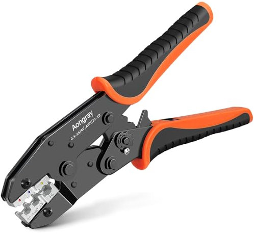 Insulated Wire Terminal Crimping Tool, Aongray 0.5-1.5/1.5-2.5/4-6mm²(A.W.G. 22-10) Ratchet Crimping Tool - Electrical Cable Lug Crimp Plier for Electrical Wiring Repair