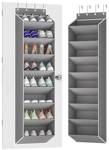 KYEVIS über der Tür schuhorganizer hängend mit 8 großen tiefen Taschen Schuhregal Tür, Schmal schuhregal tür hängend Passt 16-24Paar Schuhorganizer, im Badezimmer,Speisekamme (Dunkelgrau-großen)