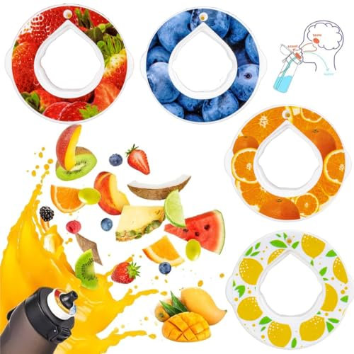 GJKLO 4 botellas de agua con sabor a sabor para botellas de agua Airuup, piezas de repuesto (sabor a fresa + arándanos + naranja + limón)