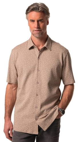 Boston Park Herren große Größen Übergrößen Menswear L-8XL Piqué-Hemd, Halbarm, Minimalprint, Kentkragen, Modern Fit Sand 8XL 839662312-8XL