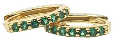 Harfi Emerald May Birthstone Small Huggie Hoop Earrings