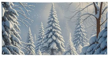 Banner für drinnen und draußen, personalisierbar, Winter-Schneeszene, Banner, Partyschilder, wiederverwendbar, blanko, 300D-Polyester, Dekoration, Banner für Party-Dekoration