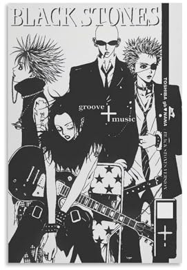FUYARTWPS Nana Poster Black Stones Japanese Anime Comics Black And White Vintage Für Zimmer, Ästhetische Leinwand-Wandkunst, Schlafzimmer-Dekor Posters 12x18inch(30x45cm)