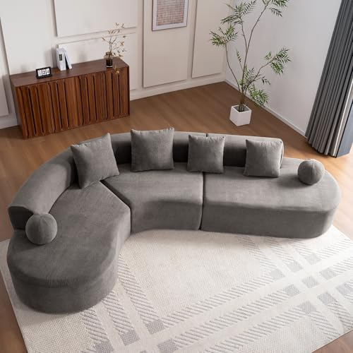 Luscriate XXL Cloud Ecksofa 327 cm L-Form – bodennahes Big Sofa ohne Montage, extra tief & weich, modernes Lounge Sofa für Wohnzimmer,Grau 5+ Personen (Grey-5S)
