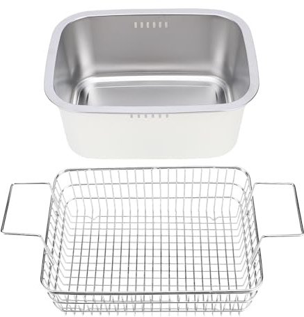 Stainless Steel Washing Up Bowl, 7.5L Large Dish Tub for Sink with Drain Basket Vegetable Washing Basin for Kitchen, Camping, RV Use