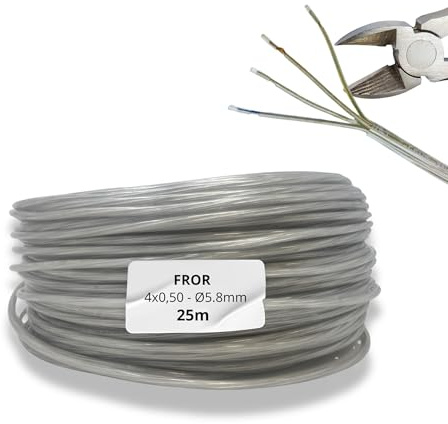 HALOTEC | 25 Metros Cable Manguera Redonda PVC Transparente polarizada FROR-F 4x0,50 mm² | Cable Flexible 4 Conductores Cobre | con hilos Azul, Marrón, amarillo-verde y transparente