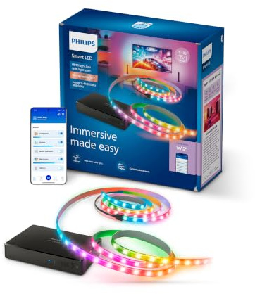Philips Smart Lighting HDMI 2.1 Sync Box, Retroilluminazione LED TV 75-85 | 8K, Striscia RGBIC, Frequenza aggiornamento ultraveloce, Luce personalizzabile, Smart Home, Ingresso HDMI necessario
