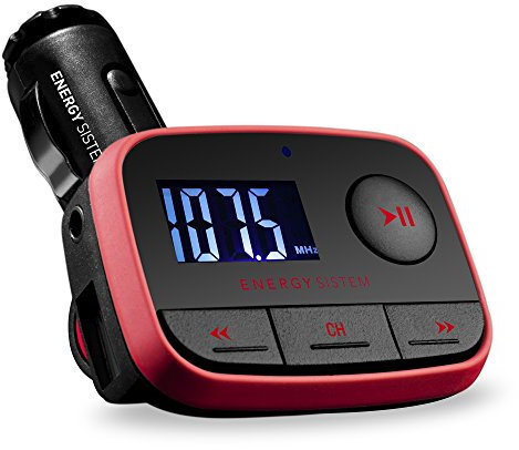 Energy Sistem Car F2 Racing Red - Reproductor MP3 para coche con transmisor FM (Fm-T, lector tarjetas MicroSD, USB-Host, Line-In) Rojo