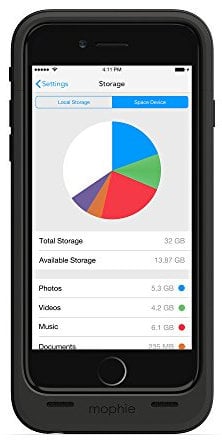 mophie space pack Storage and Battery Case for iPhone 6/6S - 32GB