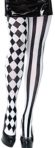 Bristol Novelty - Collants ARLEQUIN - Femme (Taille unique) (Blanc/noir)