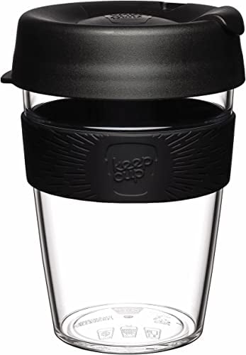 KeepCup Original, Lightweight Reusable Coffee Cup with Splashproof Sipper Lid - 12oz/340ml - Black