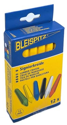 Bleispitz Signierkreide (12 Stück, Gelb, hexagonal, 120 x 12 mm, wasserfest, unpapiert, zum Markieren Holz, Papier, Karton, Metall, Stein, Asphalt, Fliesen, Kunststoff, Markierkreide) 0150