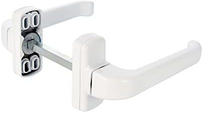 Amig - Juego de 2 Manillas de Roseta para Puertas - Mod. EPSILON - 132 x 70 mm - Cuadradillo de 8 mm - Diseño Elegante y Sencillo - Manija de Agarre Ergonómico - Aluminio Blanco